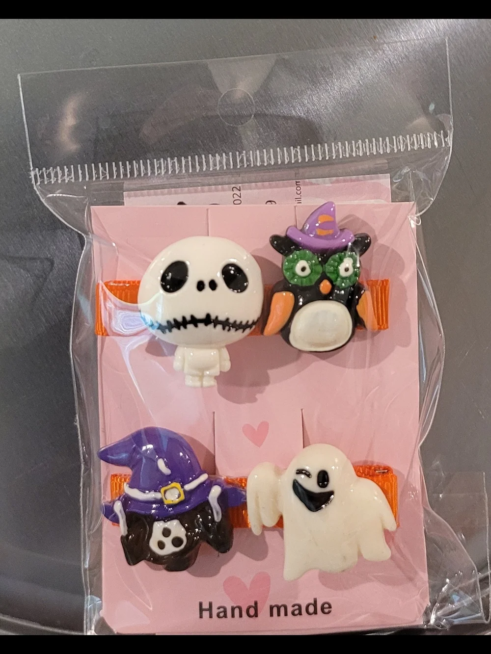 Handmade Halloween Character Hair Clips - Ghost, Skull, Owl, Witch